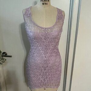 FREE PEOPLE Foiled Again Lined  Unexpected Lace Bodycon Lilac Dress Size Small
